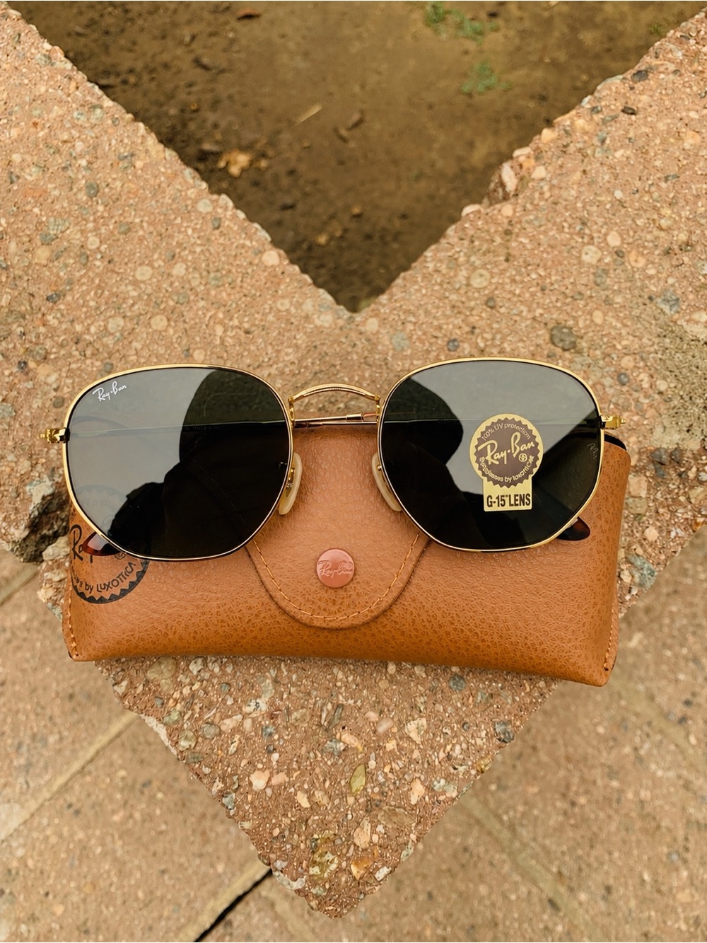 New Ray-Ban Hexagonal RB3548 Sunglasses 54mm Gold/Green